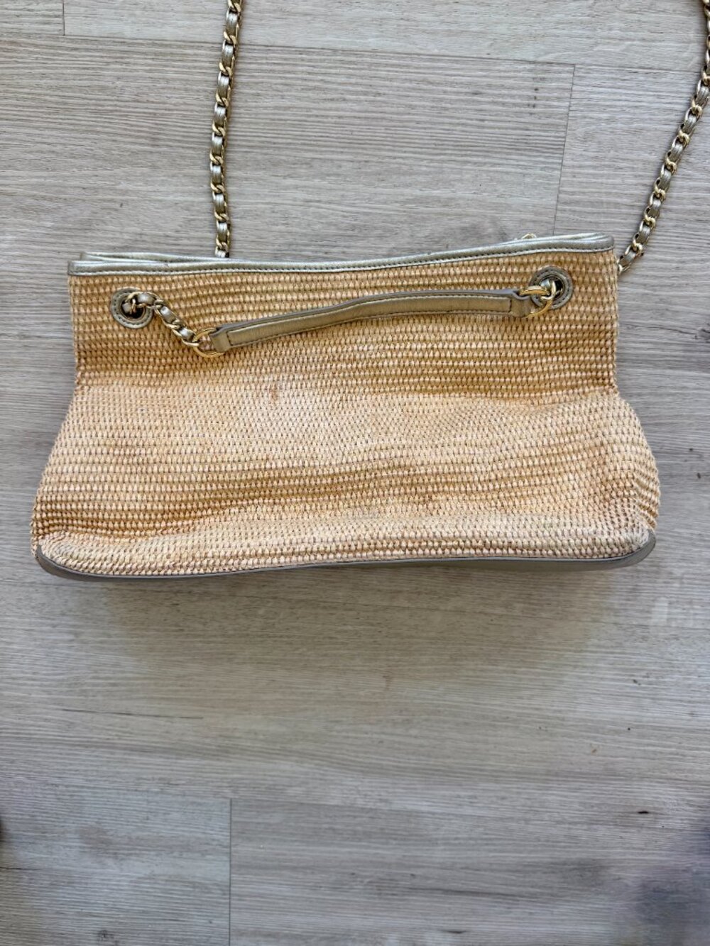 Tory Burch Woven Shoulder Bag Purse Tote Gold Accents Tassels Natural - Picture 15 of 15